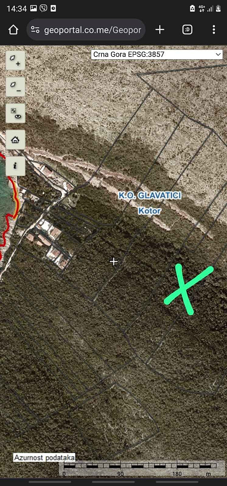 Grundstück in Glavaticici auf 3000m2 in Meeresnähe